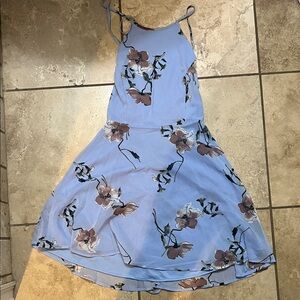 Lulu's Blue Floral Backless Dress